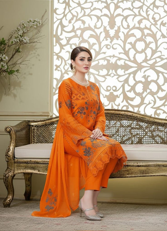 3 PC EMBROIDERED LAWN