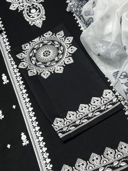 FULLY Embroidered LAWN 3Pc With Nino karra Printed Dupatta