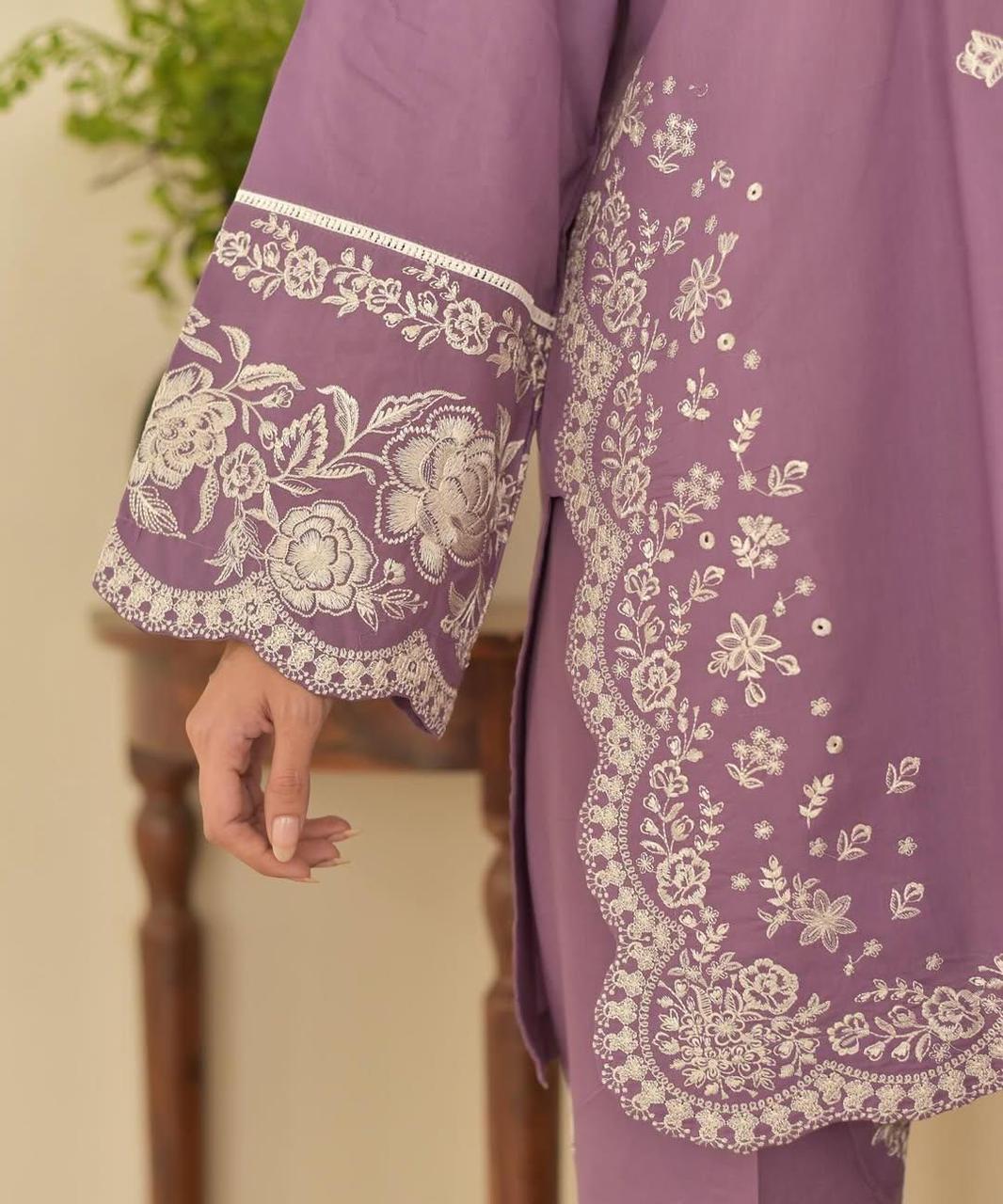 FULLY Embroidered LAWN 3Pc With Nino karra Printed Dupatta