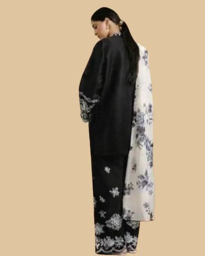 FULLY Embroidered LAWN 3Pc With Nino karra Printed Dupatta