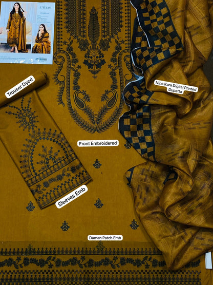 FULLY Embroidered LAWN 3Pc With Nino karra Printed Dupatta