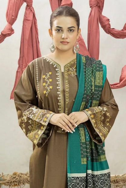 FULLY Embroidered LAWN 3Pc With Nino karra Printed Dupatta