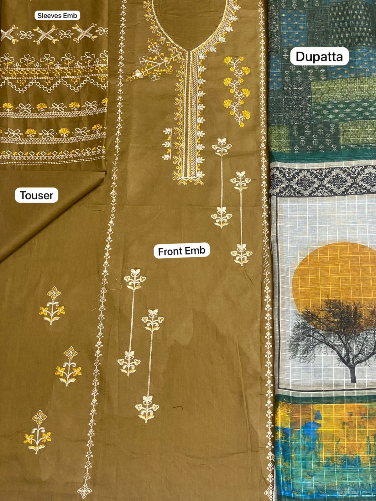 FULLY Embroidered LAWN 3Pc With Nino karra Printed Dupatta