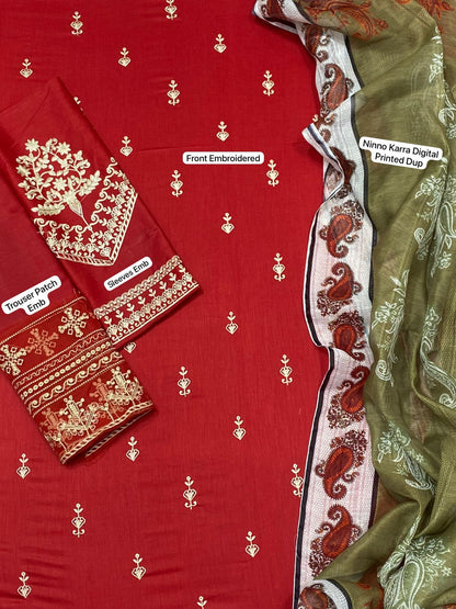 ASIM JOFA Embroidered LAWN 3Pc With Nino karra Printed Dupatta