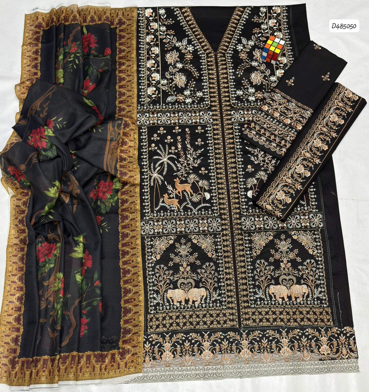 QALAMKAR 3 PC EMBROIDERED LAWN