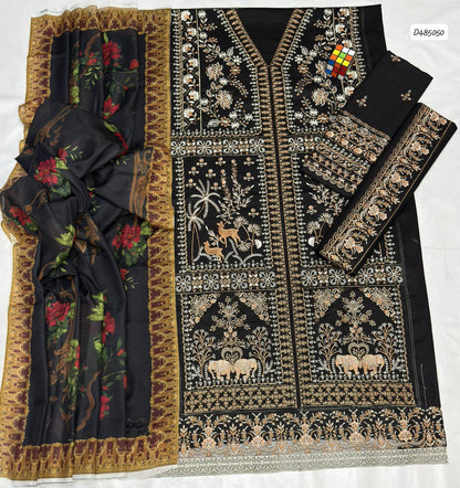 QALAMKAR 3 PC EMBROIDERED LAWN