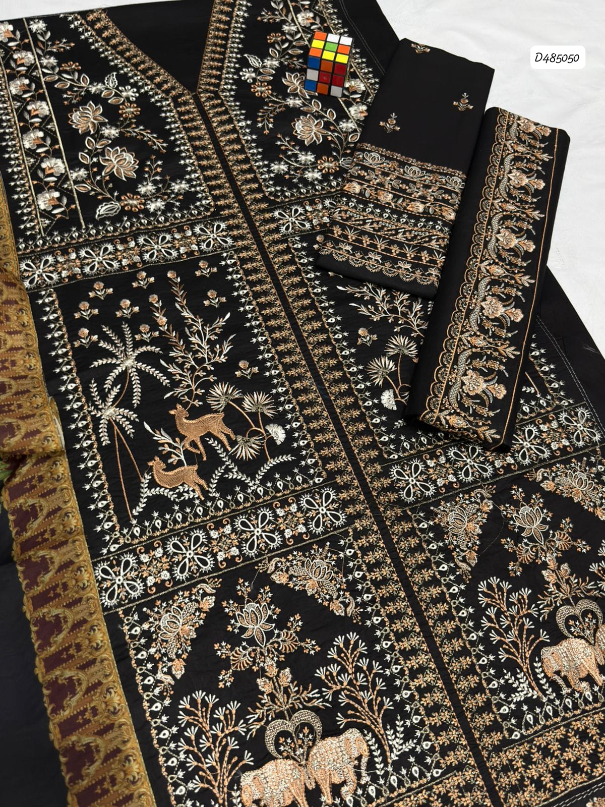 QALAMKAR 3 PC EMBROIDERED LAWN