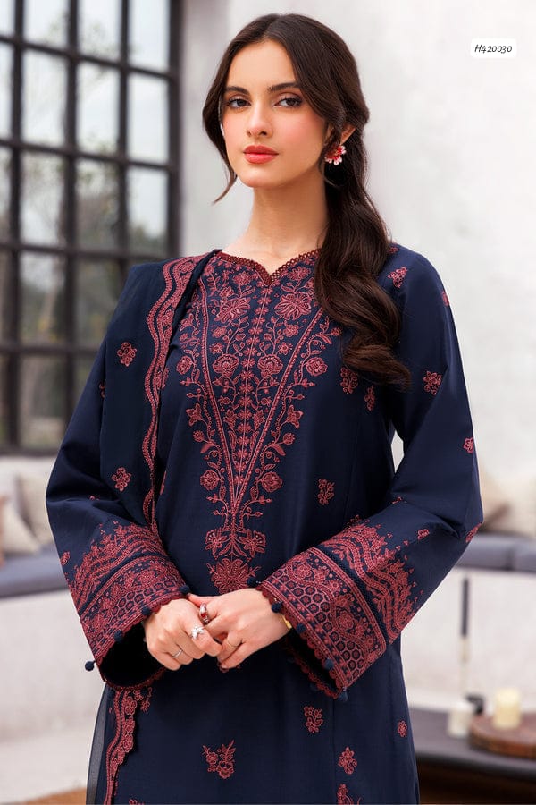 BAREEZE 3 PC EMBROIDERED LAWN