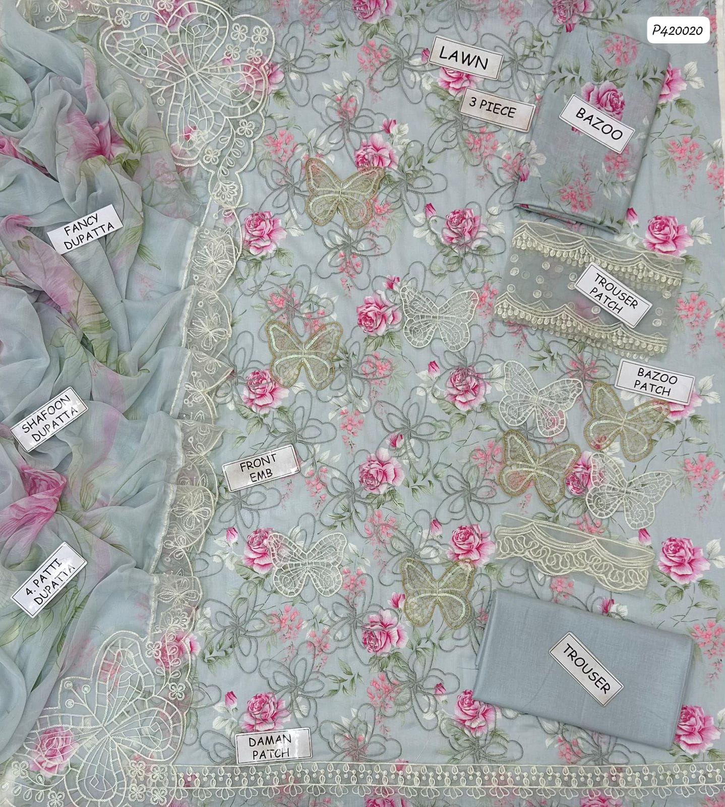 MARIA B 3 PC EMBROIDERED LAWN