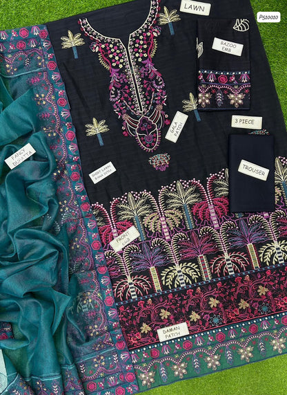 MUSHQ 3PC EMBROIDERED LAWN