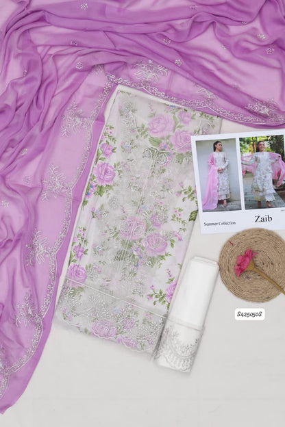 ZAIB 3 PC EMBROIDERED LAWN