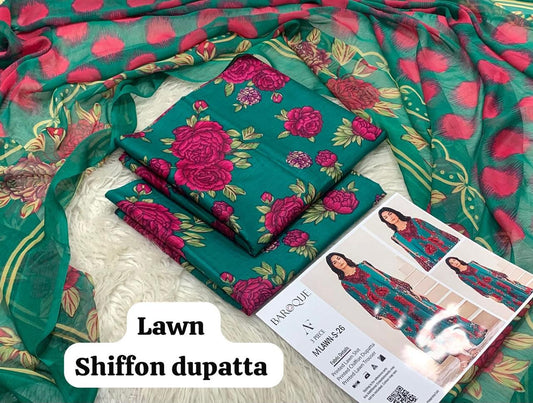 BARQUE 3 pc printed Lawn