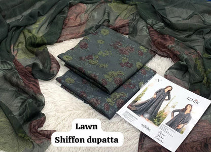 BARQUE 3 pc printed Lawn