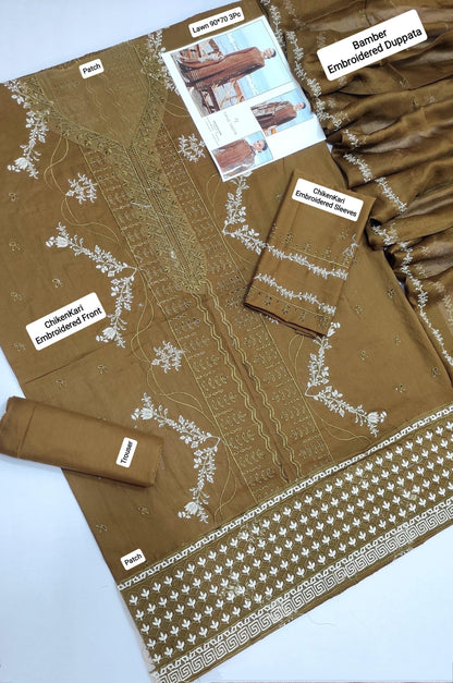 3 PC EMBROIDERED LAWN