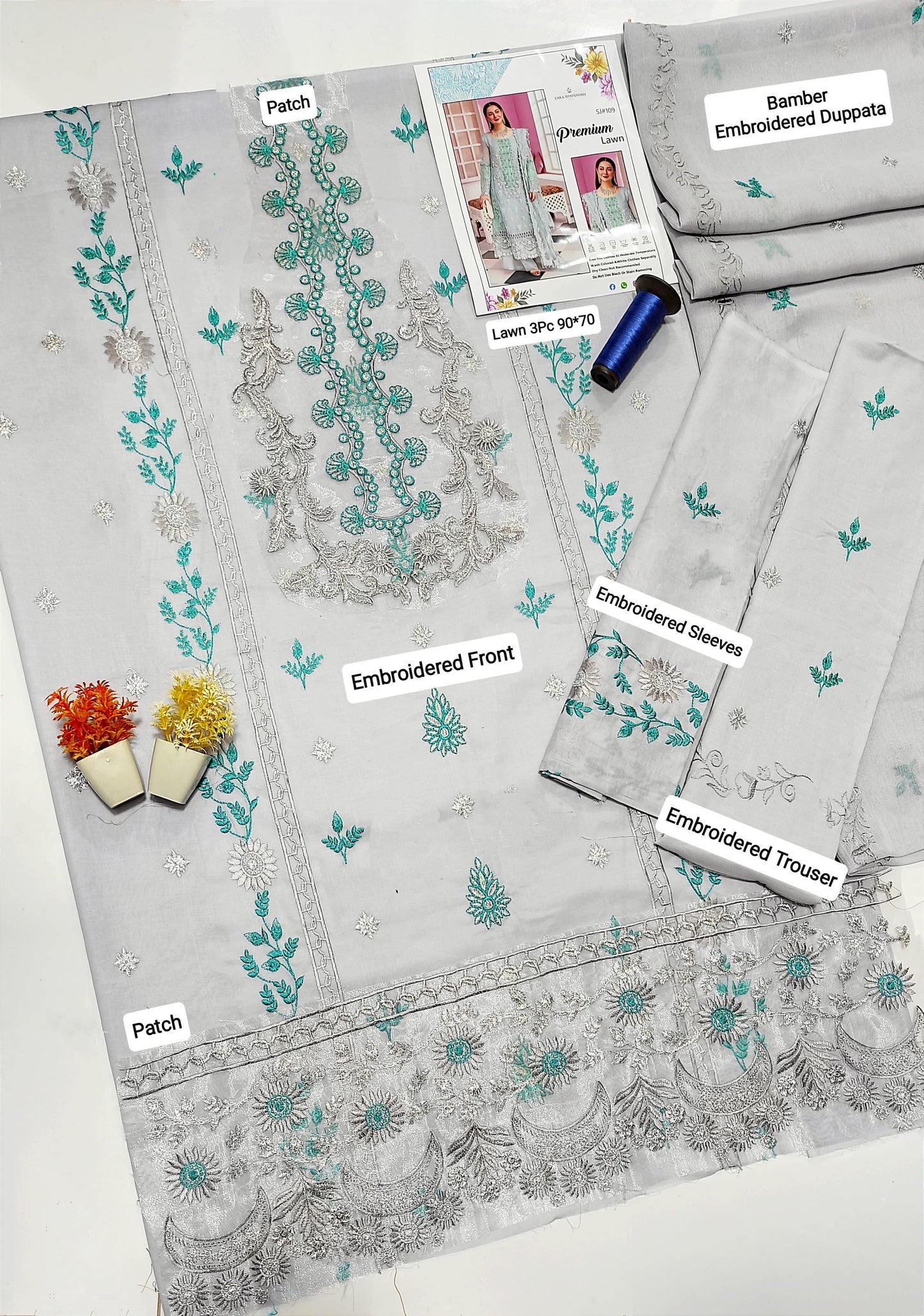 3 PC EMBROIDERED LAWN