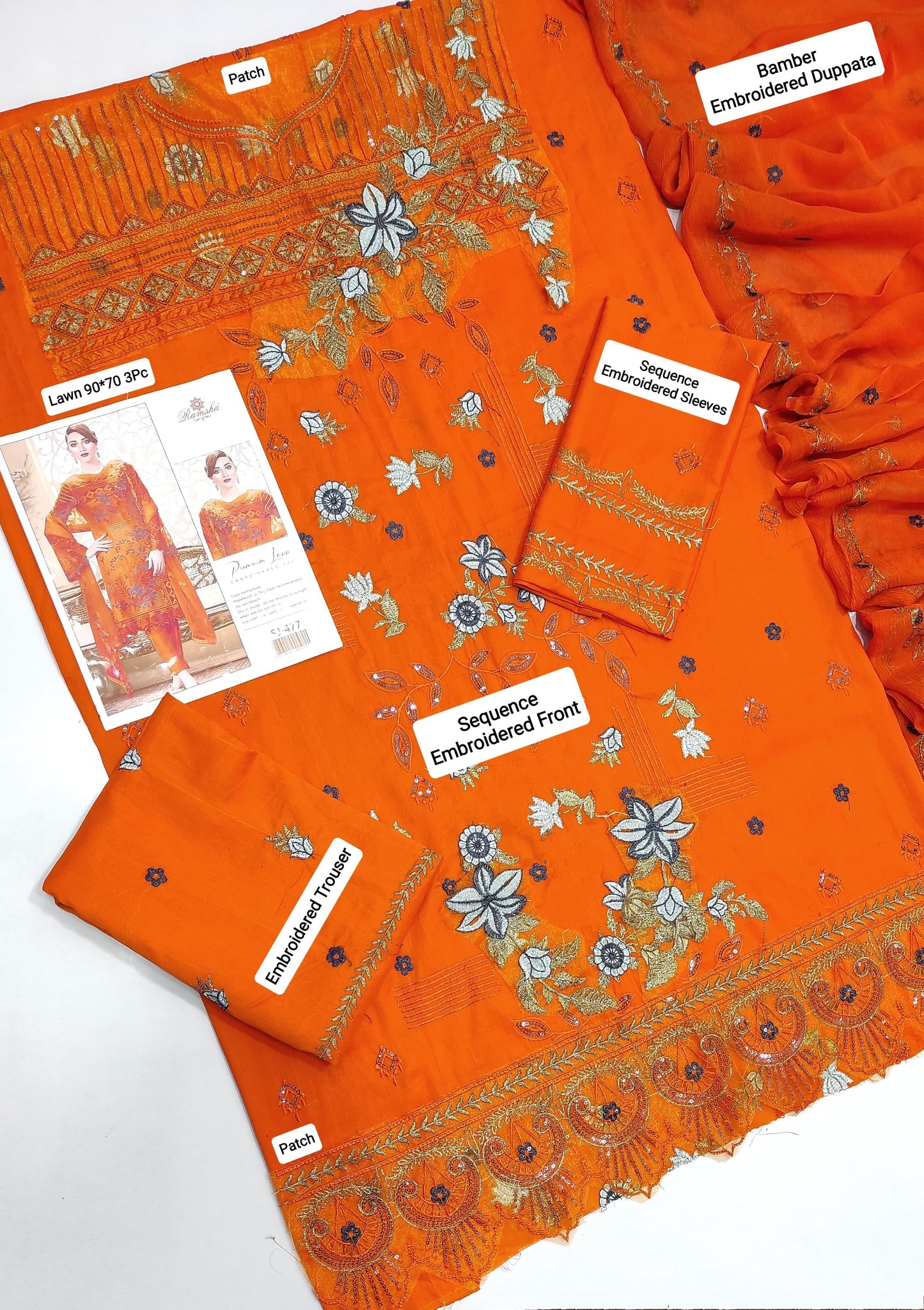 3 PC EMBROIDERED LAWN