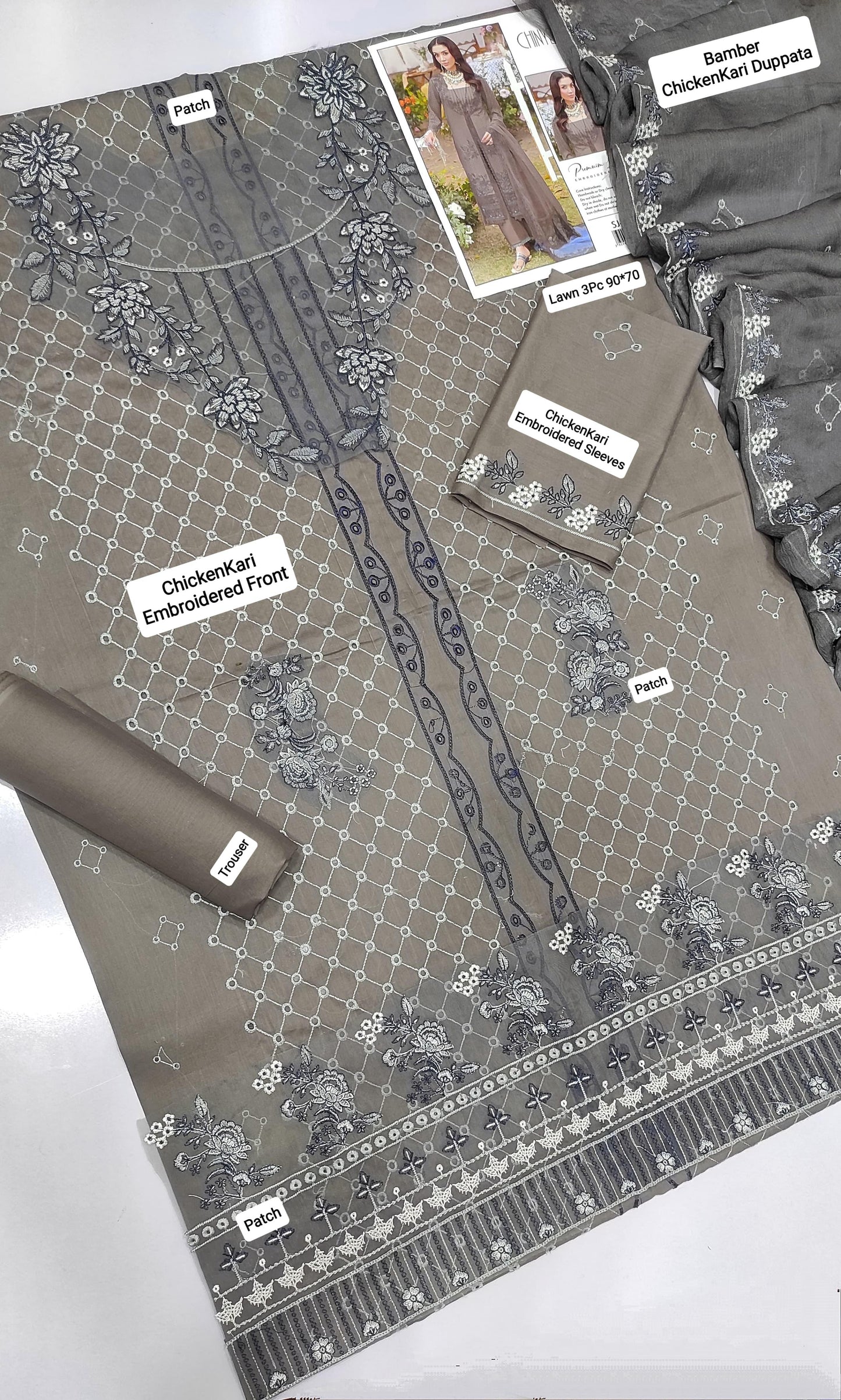 3 PC EMBROIDERED LAWN