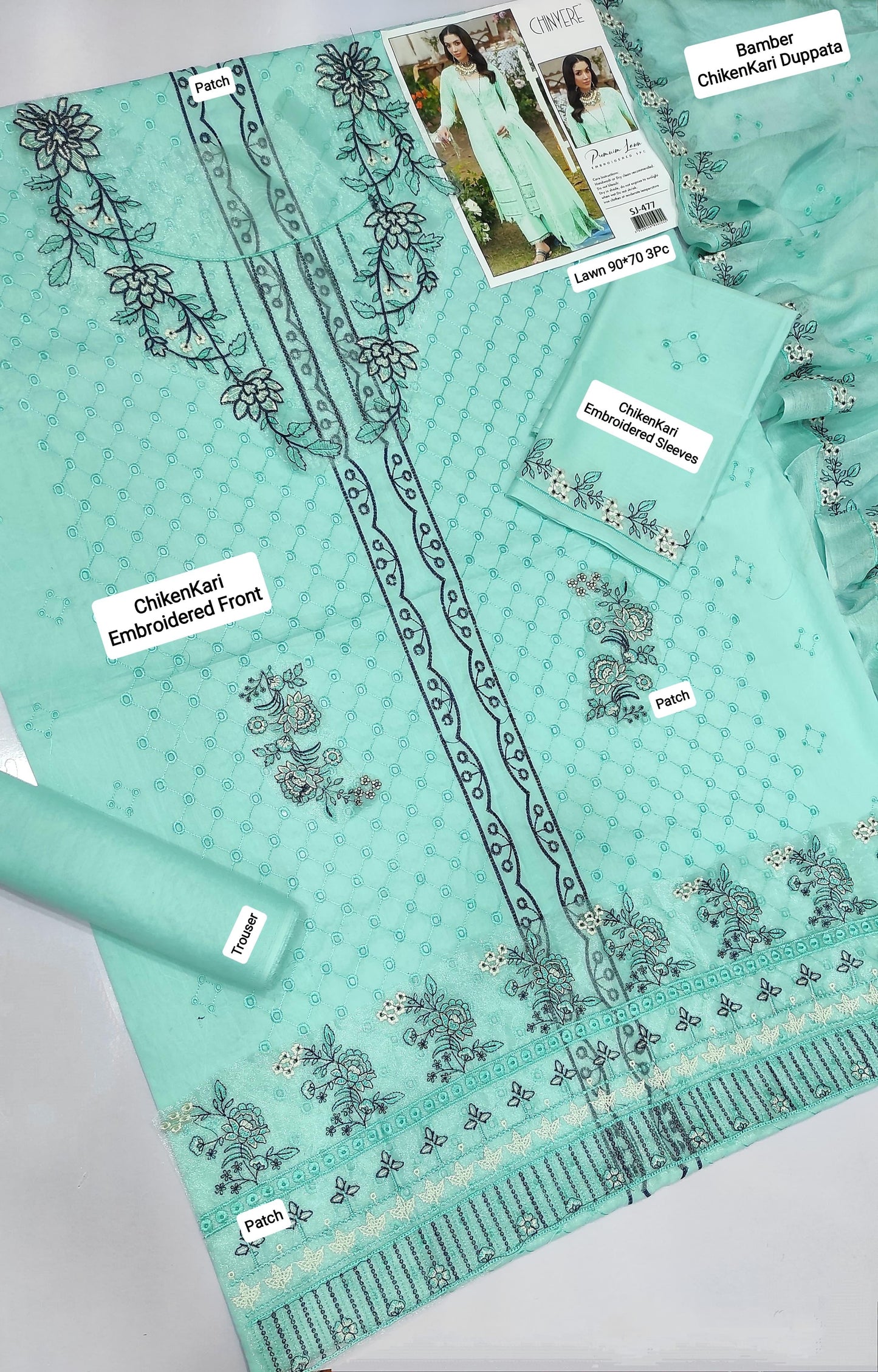 3 PC EMBROIDERED LAWN