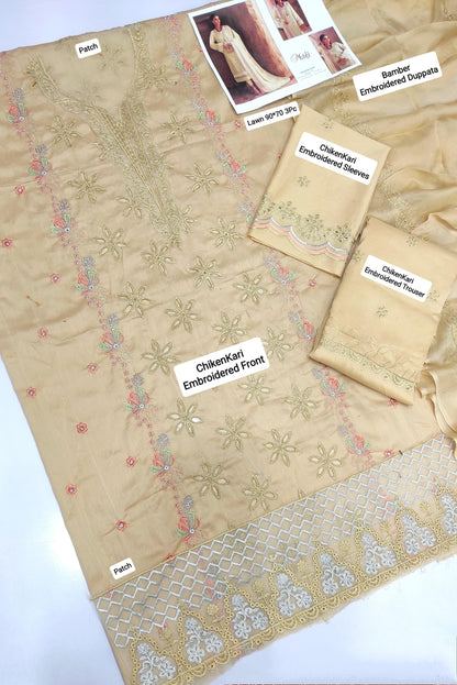 3 PC EMBROIDERED LAWN