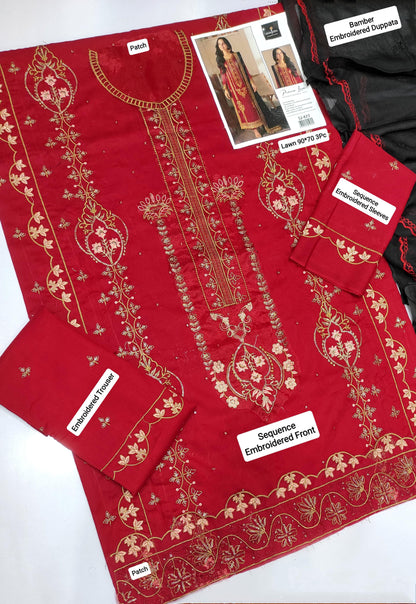 3 PC EMBROIDERED LAWN