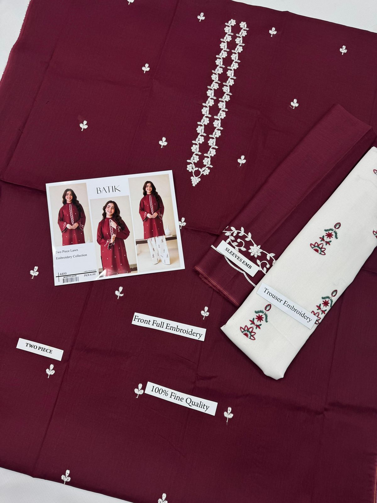 BATIK 2 PC EMBROIDERED LAWN