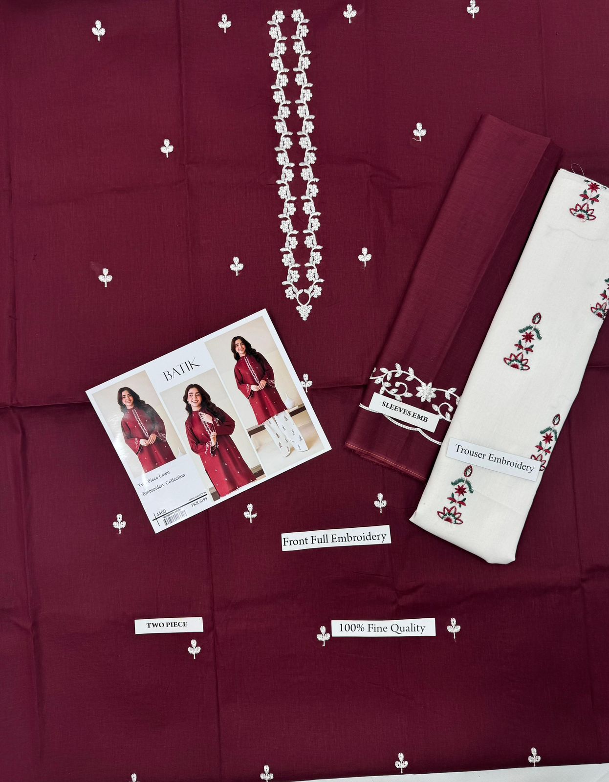 BATIK 2 PC EMBROIDERED LAWN