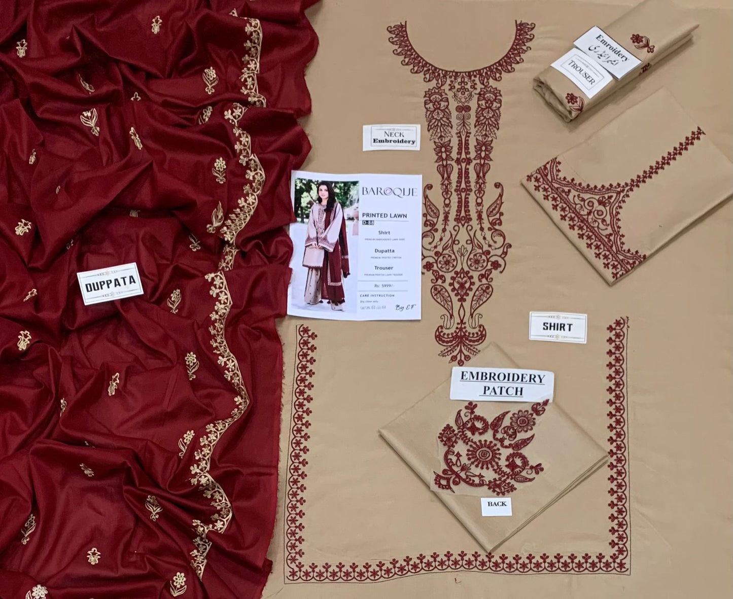 3 PC EMBROIDERED LAWN