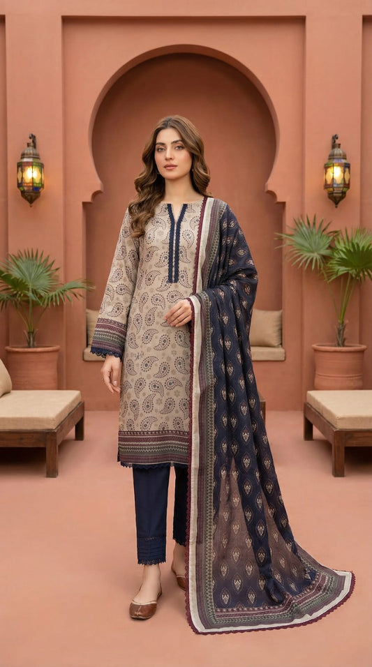 SHANZAY 3 PC PRINTED LAWN