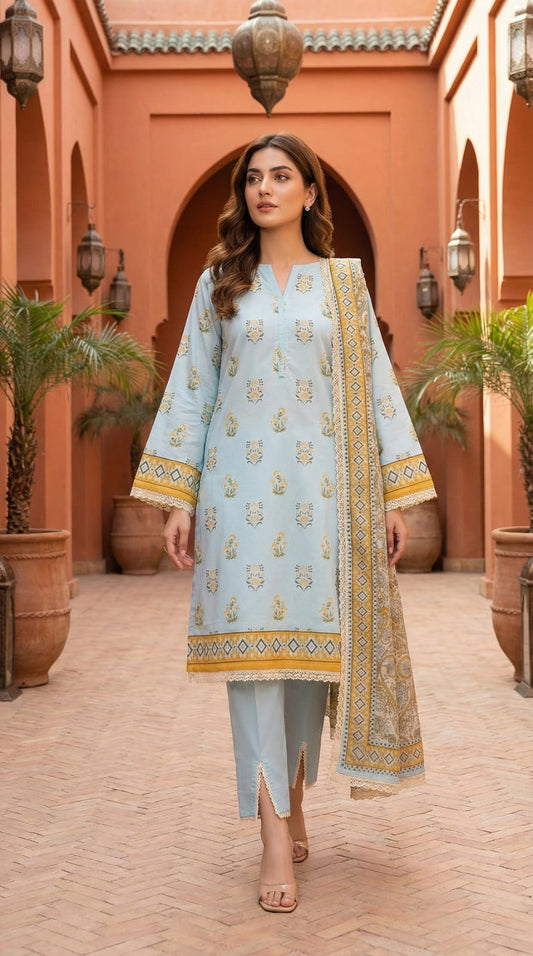 SHANZAY 3 PC PRINTED LAWN
